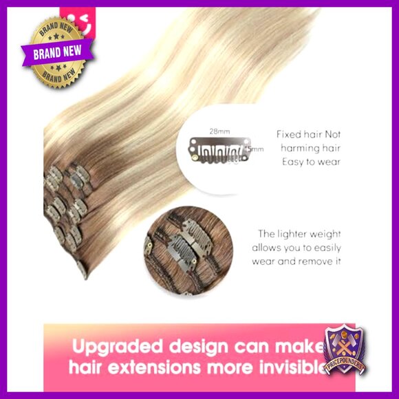 14 Inch Human Hair Clip-In Extensions, 7 Piece Set, 120g, Heat-Friendly main image 4